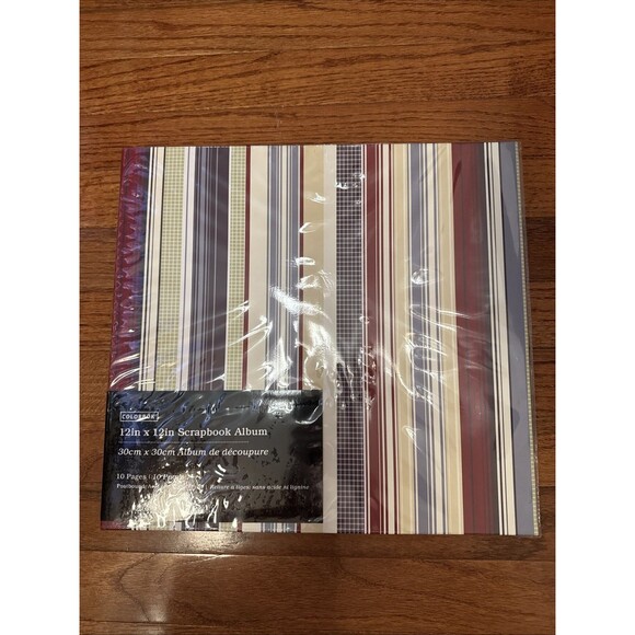 Colorbok Other - Colorbok 12x12 Scrapbook 10 Pages Striped Postbound Blue Green Burgundy New